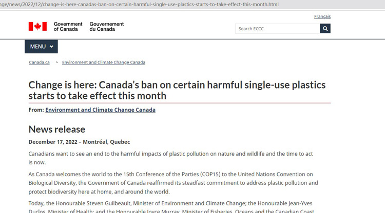 L'interdiction des plastiques au Canada